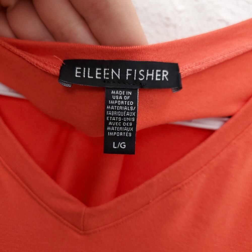 EILEEN FISHER Pumpkin Soft Stretchy Jersey Knit Short Sleeve Tunic Vneck Top - Picture 3 of 7
